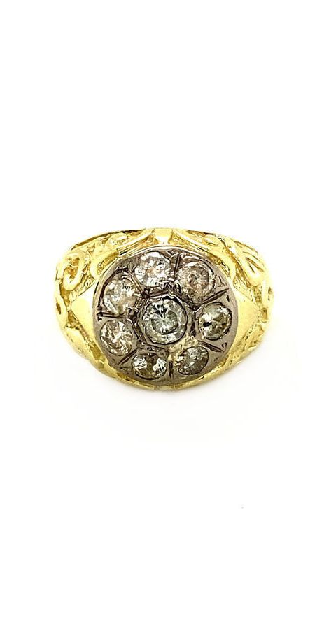 Vintage 14K Gold Men's Ring with Diamond